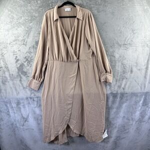 ASOS Curve Wrap Dress Women's 16 Tan Beige NEW